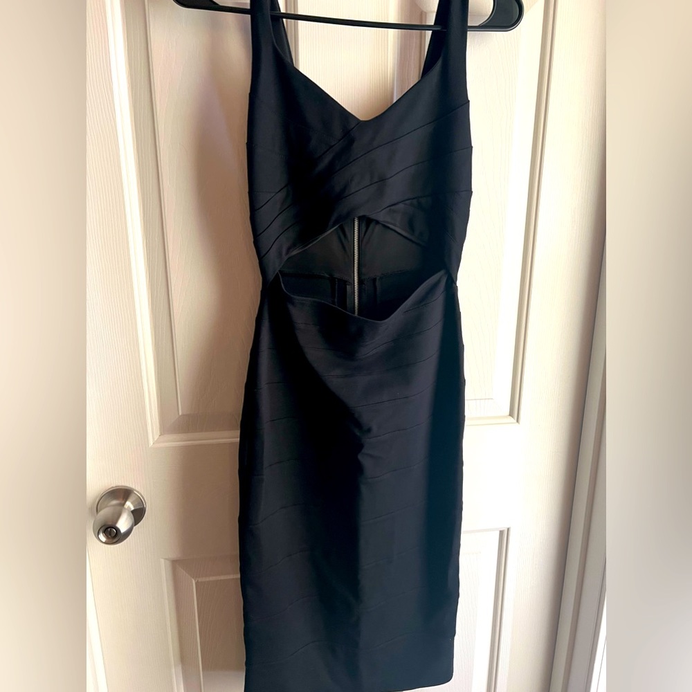 Midi black dress with cutout design